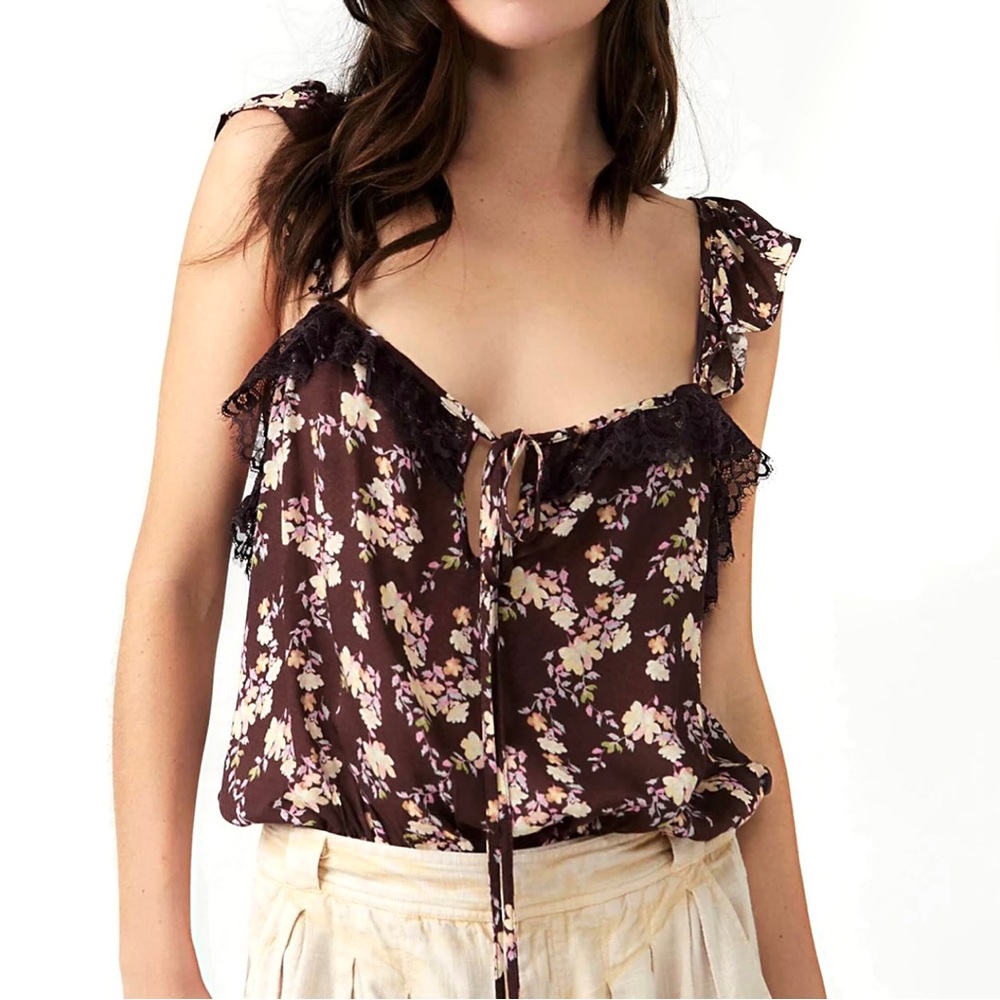 NEW FREE PEOPLE FLORAL PRINT BODYSUIT